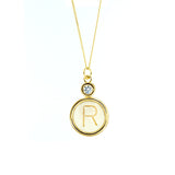 Inicial de hueso R y cristal Swarovski