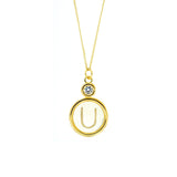 Inicial de hueso U y cristal Swarovski