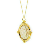 Medalla Virgen de Guadalupe grande marco rosas y perlas