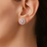 Aretes Vanessa de zafiro rosa y diamantes