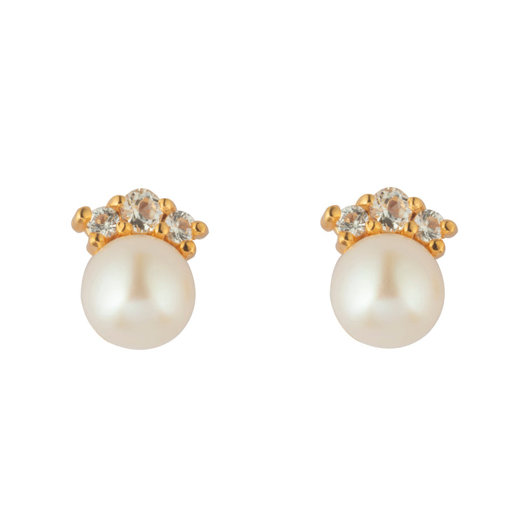Aretes Alexandra perlas y zafiros blancos